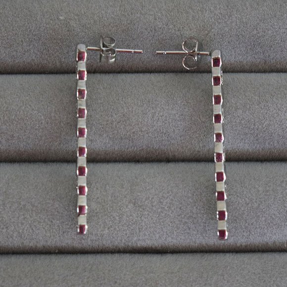 Geometric Stud Earrings With Crystals - Picture 6 of 9